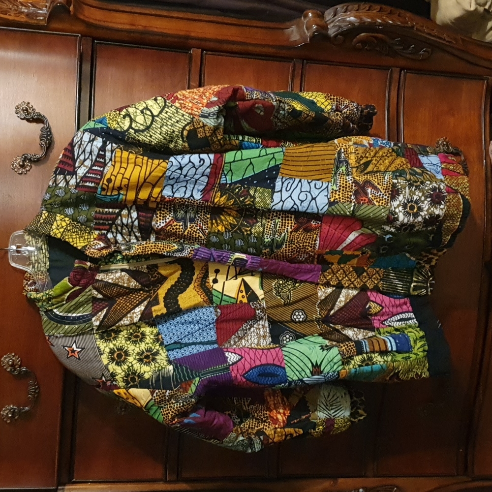 Handmade Unisex African Print Reversible Coat Sz XL